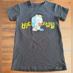 BT21 K-Pop Graphic T-Shirt Black BTS Character Tee Size XS
